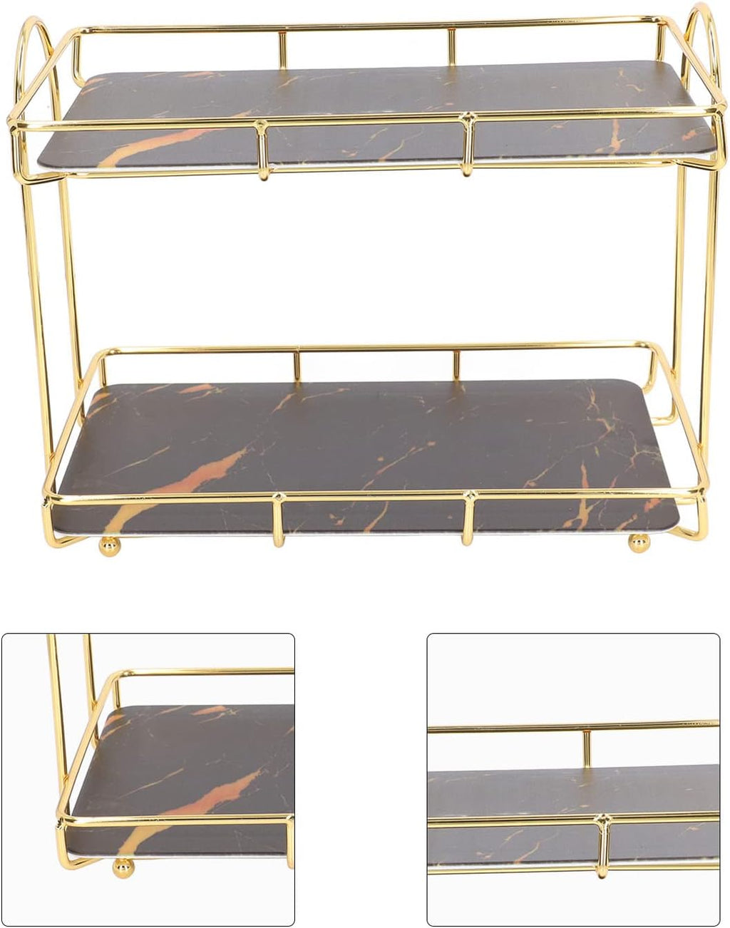 Double-Shelf Vanity Tray - Stylish Makeup & Perfume Organizer with Multi-Purpose Functionality