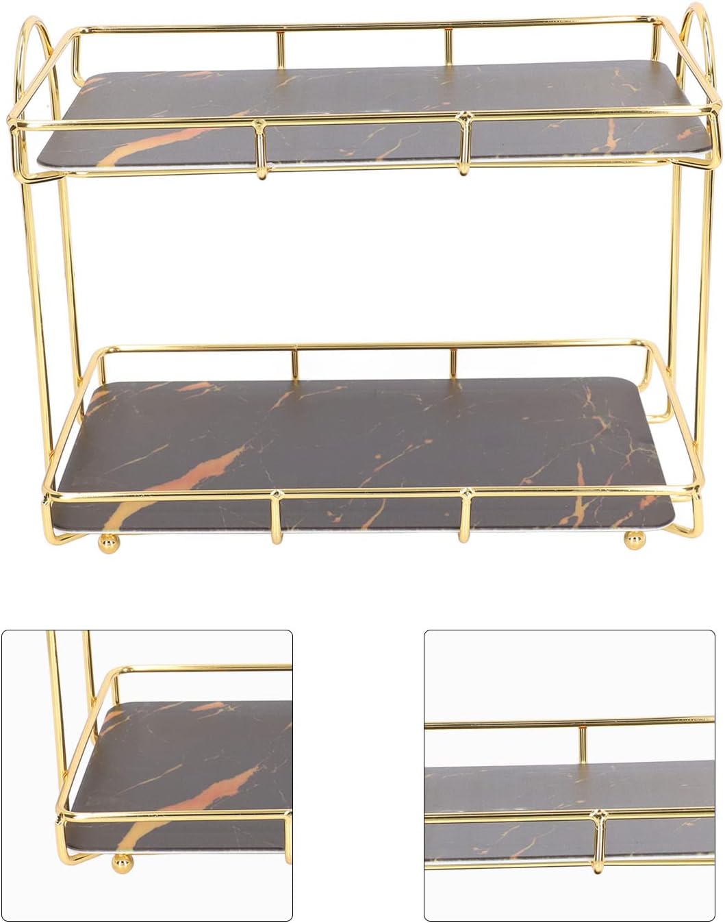 Double-Shelf Vanity Tray - Stylish Makeup & Perfume Organizer with Multi-Purpose Functionality