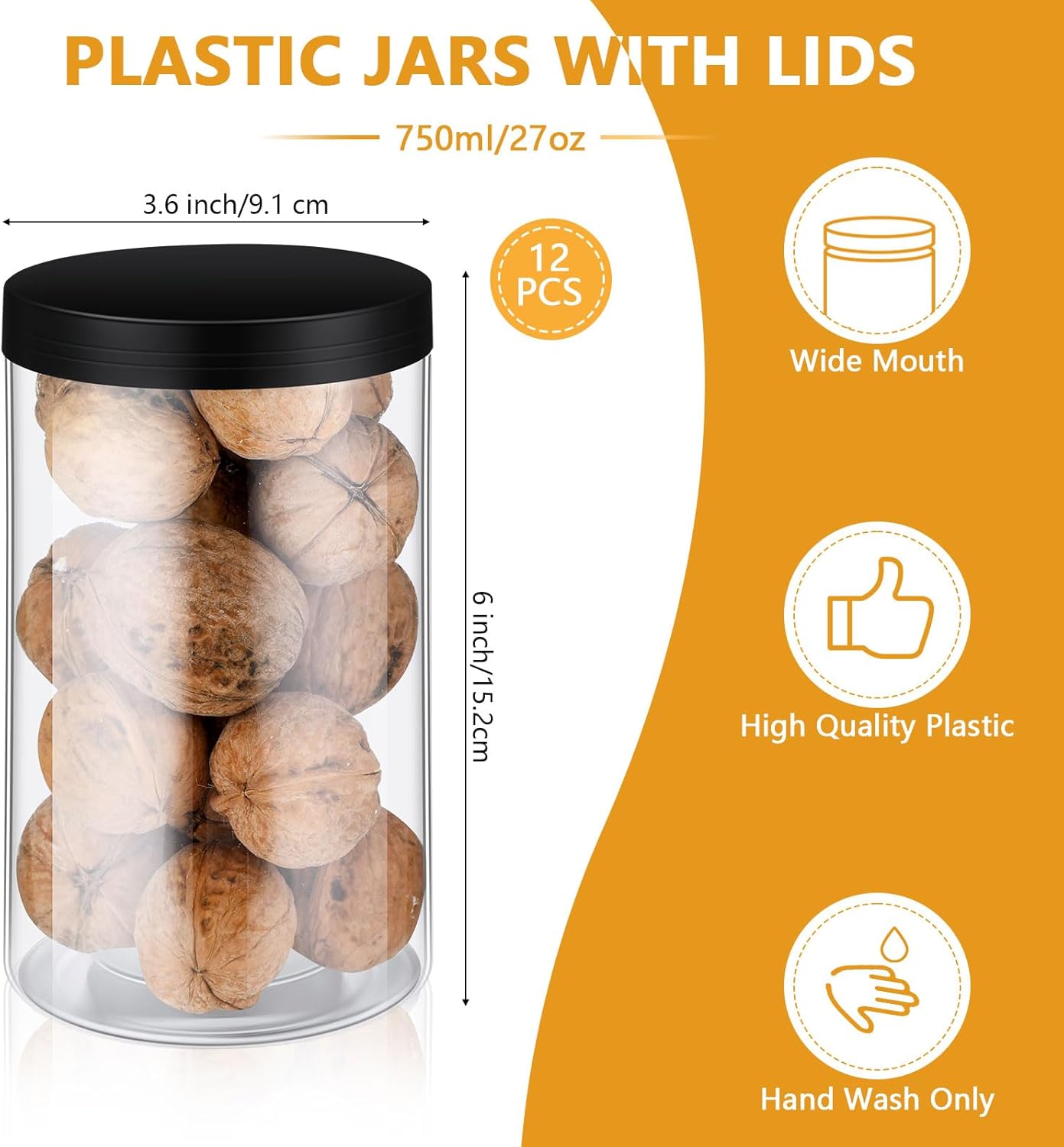 800ML Airtight Kitchen Storage Jars – BPA-Free, Food Grade Containers for Snacks, Spices & More