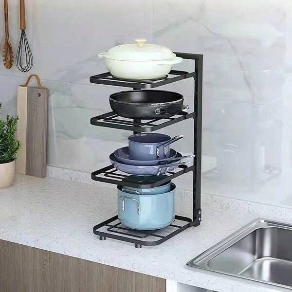 Multi purpose Kitchen utensils organizer/ Plates fry pans, sause pan organizer, iron frame having powder coating on it