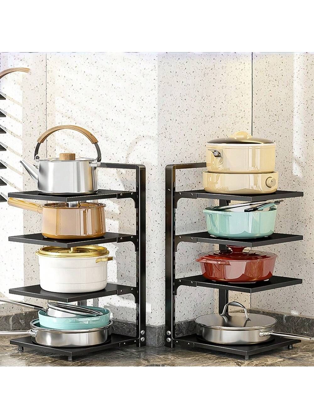 Multi purpose Kitchen utensils organizer/ Plates fry pans, sause pan organizer, iron frame having powder coating on it