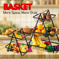 Kitchen Organizer / 2 and 3 Wooden Handled Counter Top Fruit and vegetables Baskets / Made of prime quality iron frame having powder coating on it