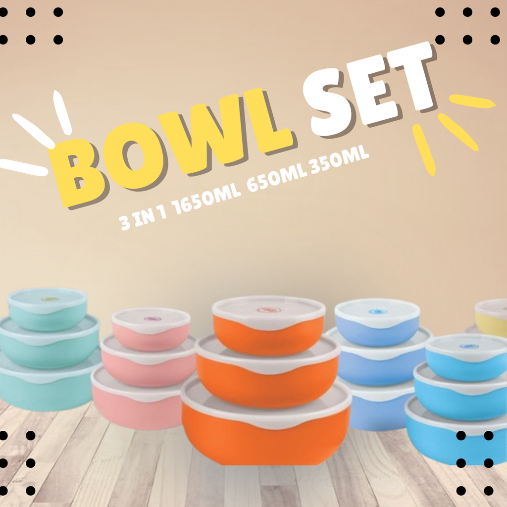 3-in-1 Food Bowl Set with Lids | Premium Quality | Space-Saving Kitchen Storage