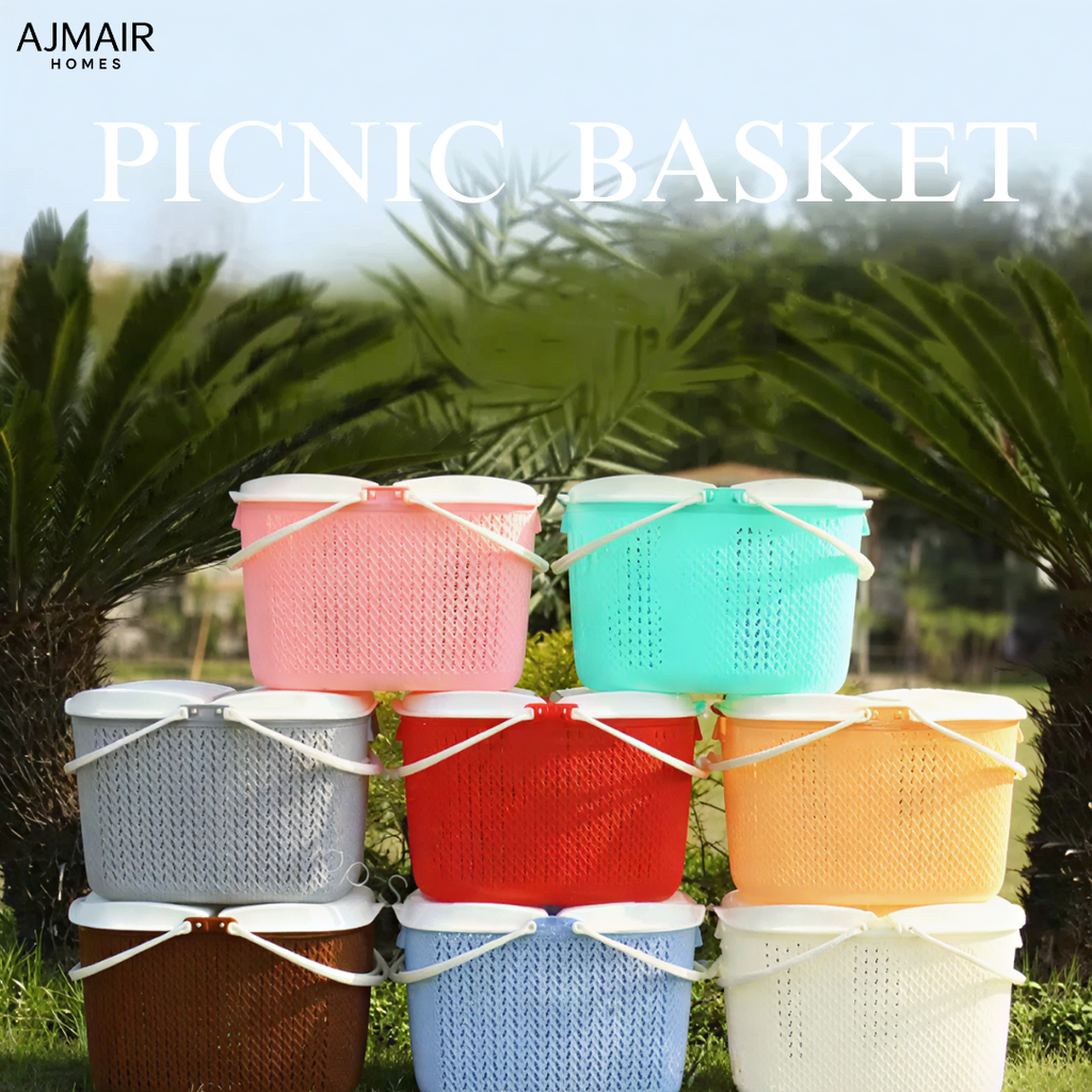 Elegant Picnic Basket with Lid & Handle – 8 Colors