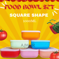Food Bowl Set / Pack of Two and Three / Square Shape with Hard Lid