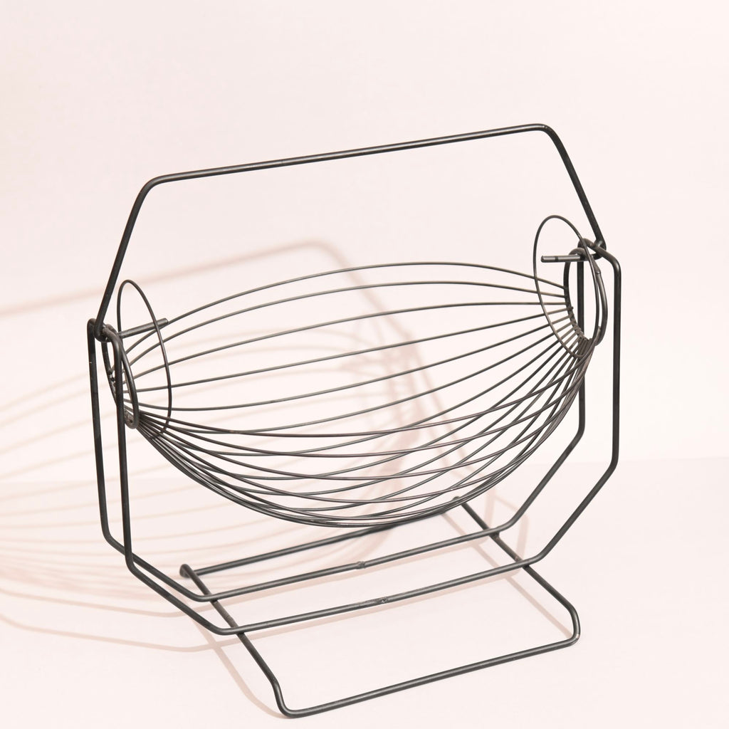 Kitchen Organizer, 1 and 2 Tier Fruit Basket in Oval Swing made of prime quality iron frame and black powder coating on it
