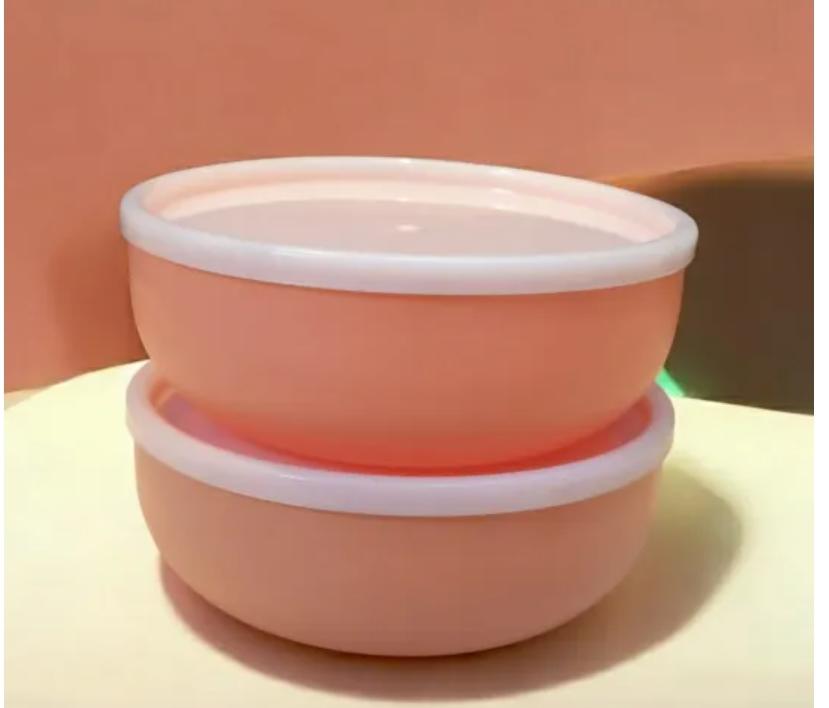 Pack of 3 Round Airtight Food Bowl - Hard Lid Food Container, Leakproof Storage Box for Fresh Food, Snacks, Meal Prep - Splash 650ML - Food Container