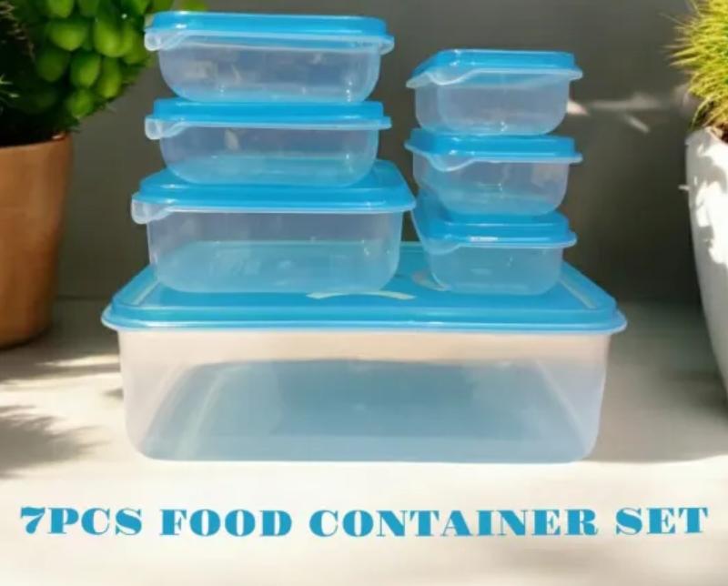 IKEA STYLE FOOD CONTAINERS, THUMB LOCK FOOD CONTAINER, STACKABLE PLASTIC STORAGE BOXES 7 PCS SET, 4 AMAZING COLOURS
