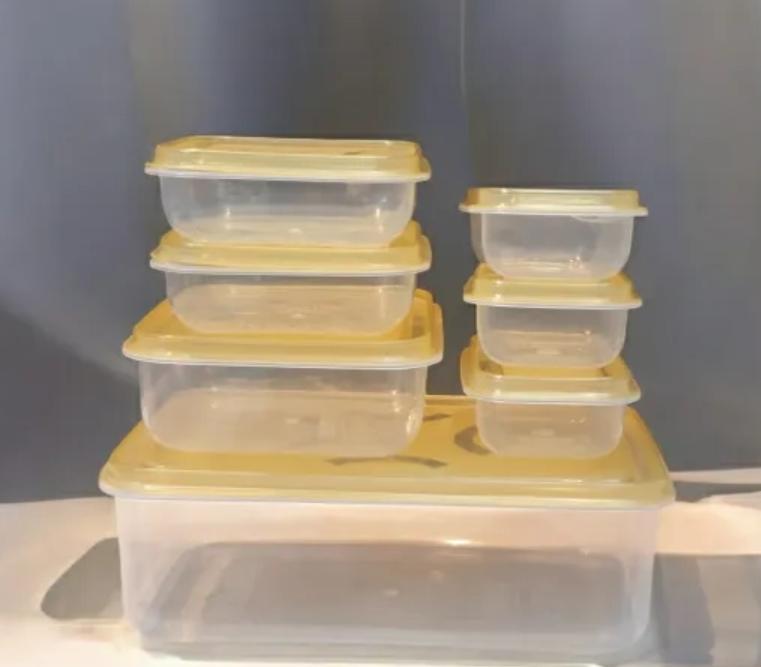 IKEA STYLE FOOD CONTAINERS, THUMB LOCK FOOD CONTAINER, STACKABLE PLASTIC STORAGE BOXES 7 PCS SET, 4 AMAZING COLOURS