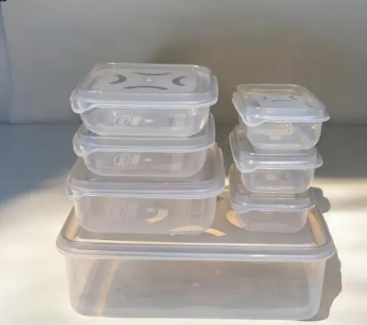 IKEA STYLE FOOD CONTAINERS, THUMB LOCK FOOD CONTAINER, STACKABLE PLASTIC STORAGE BOXES 7 PCS SET, 4 AMAZING COLOURS