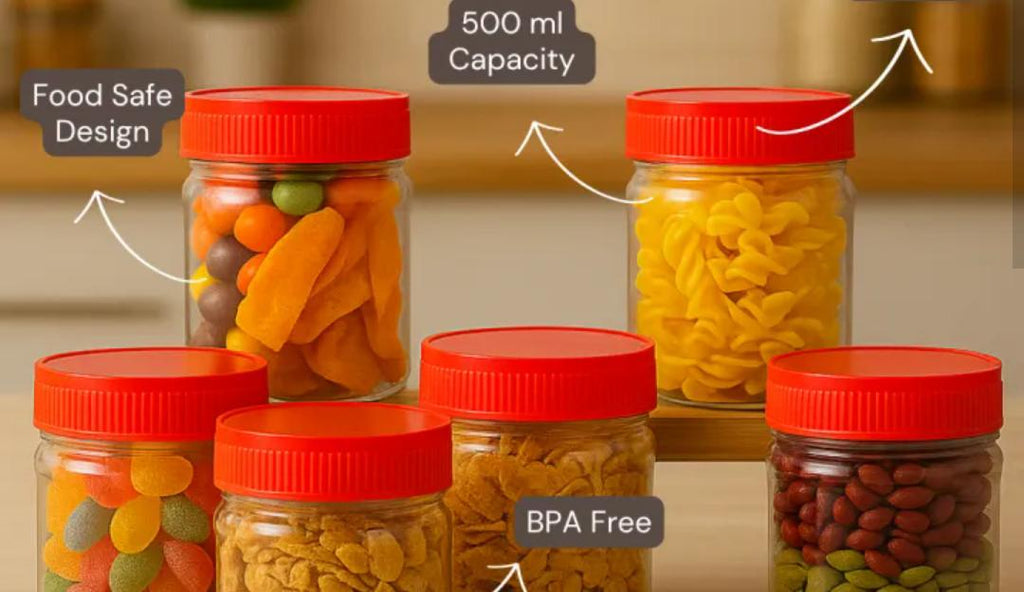 500ml Food Storage Jars – BPA-Free, Durable Plastic – 5 Color Options (Pink, Red, Green, White, Blue)