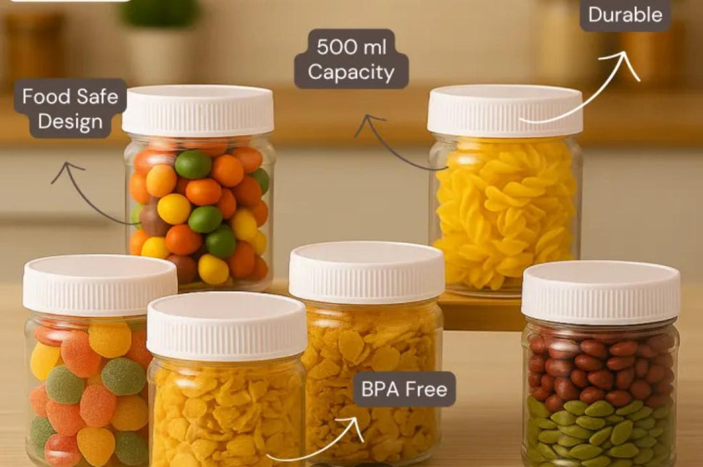 500ml Food Storage Jars – BPA-Free, Durable Plastic – 5 Color Options (Pink, Red, Green, White, Blue)