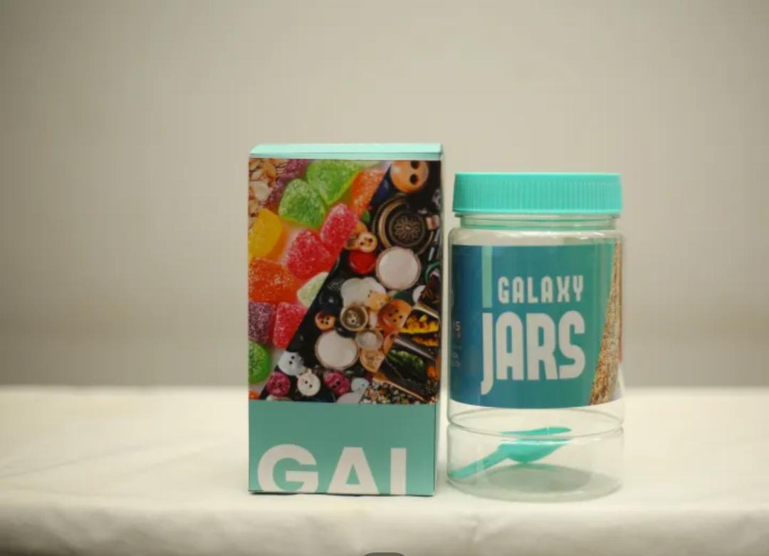 Galaxy Jars - 800ml, 500ml, 250ml | BPA-Free Storage Containers in 5 Elegant Colors (Blue, Red, White, Green, Pink) | Airtight, Multipurpose, Jars for Kitchen, Spices & Dry Food With Spoon"