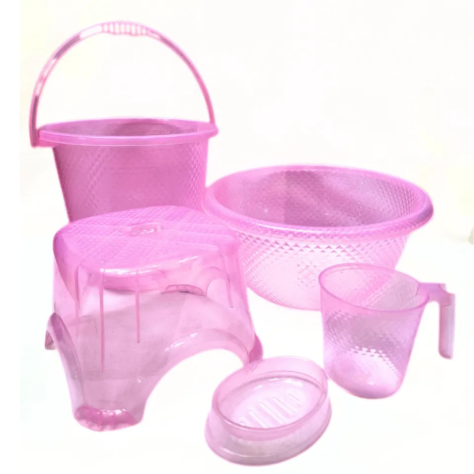 Bathset – 5 pcs - Available in 4 Stunning Colors - Plastic Bathset