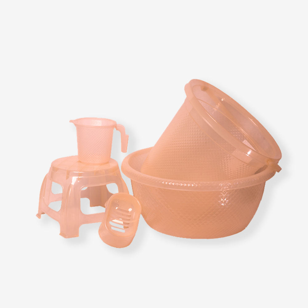 Bathset – 5 pcs - Available in 4 Stunning Colors - Plastic Bathset