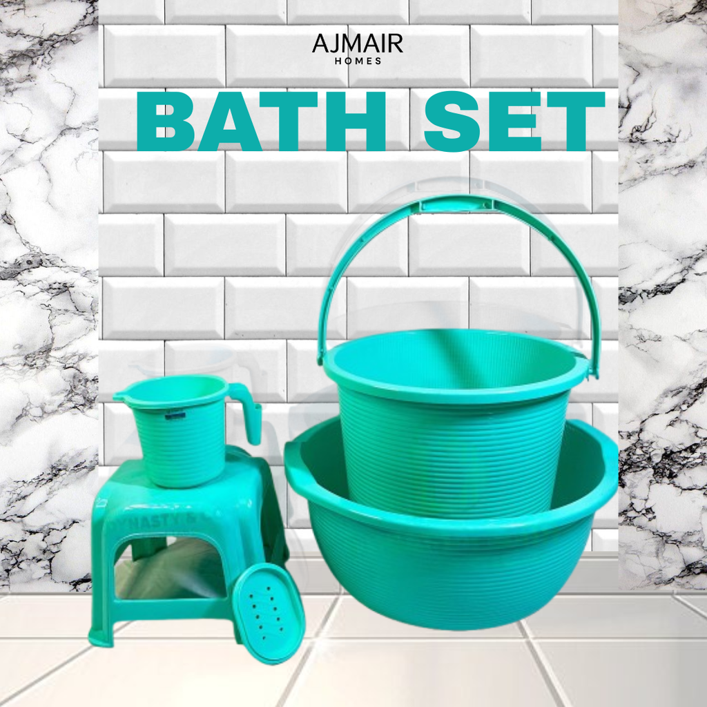 Bathroom Set – Heavy-Duty Bucket, Mug, Tub, Stool & Soap Dish