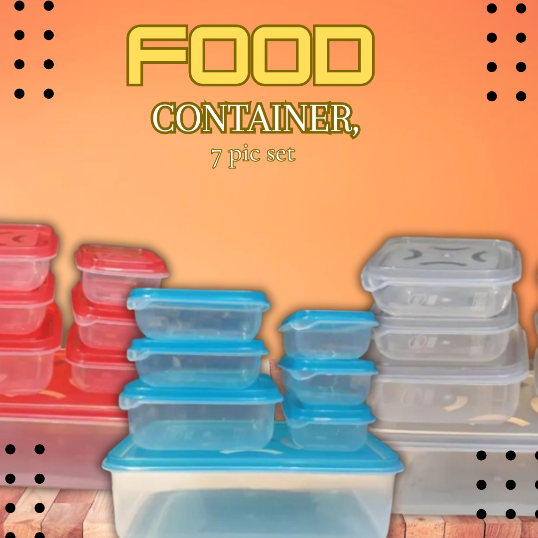 IKEA STYLE FOOD CONTAINERS, THUMB LOCK FOOD CONTAINER, STACKABLE PLASTIC STORAGE BOXES 7 PCS SET, 4 AMAZING COLOURS