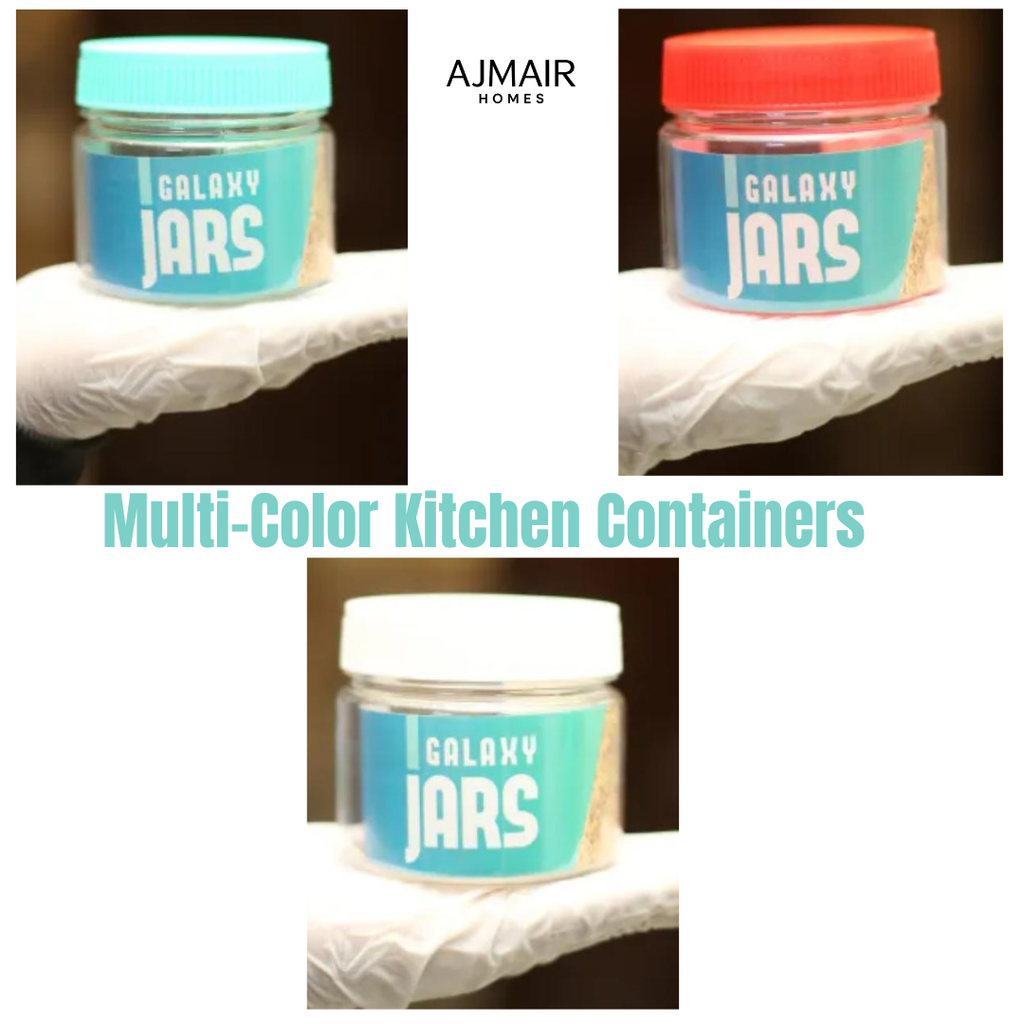 250gm Food Grade Spice, Candy, Snack, Masala & Grocery Storage Jars - Multi-Color Kitchen Containers (Pink, Red, Blue, Green, White, Black) - Airtight & BPA-Free"