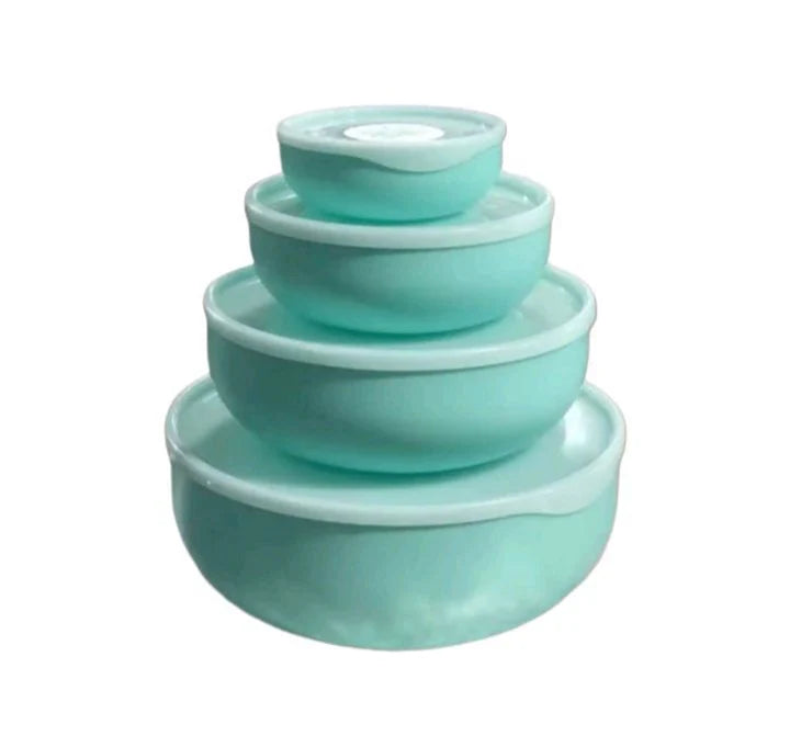 Premium Plastic Storage Bowls with Lids – Set of 4 (Multiple Colors)