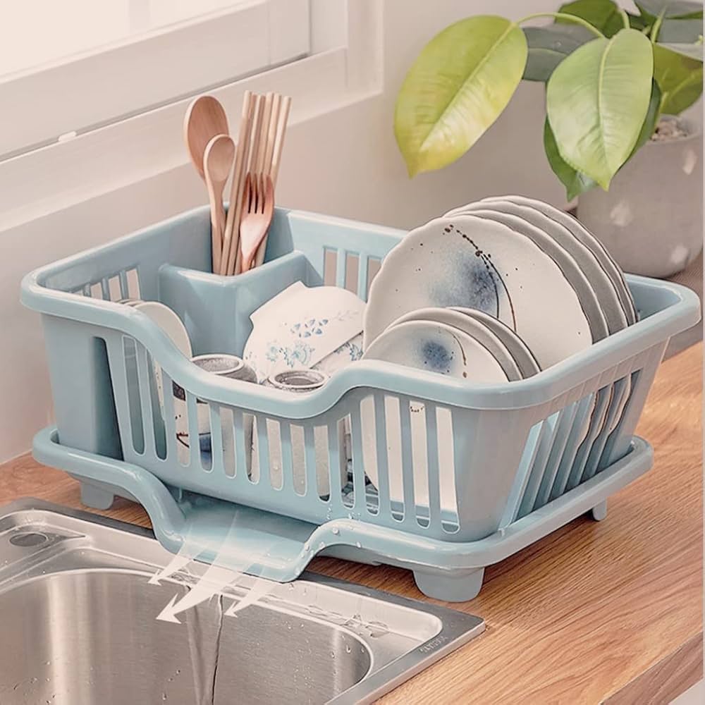 Fancy Plate Rack - 3 in 1 Large Durable Plastic Kitchen Sink Dish Rack - Pure Material - Premium Quality Kitchen Sink Basket Dish Drying Rack & Kitchen Organizer