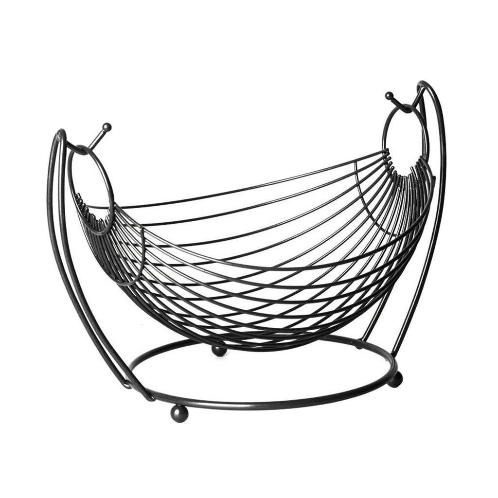 Kitchen Organizer, 1 and 2 Tier Fruit Basket in Oval Swing made of prime quality iron frame and black powder coating on it