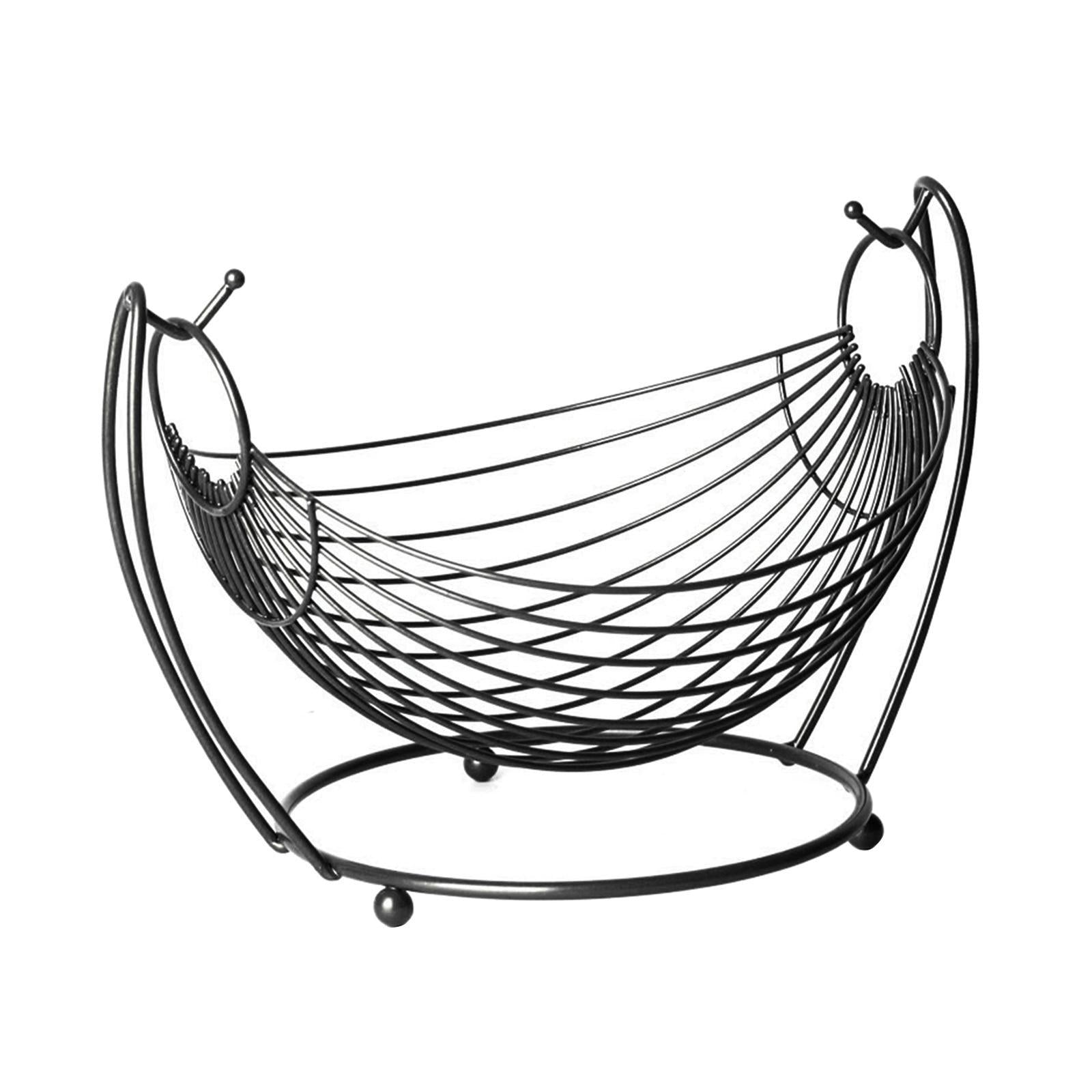 Kitchen Organizer, 1 and 2 Tier Fruit Basket in Oval Swing made of prime quality iron frame and black powder coating on it