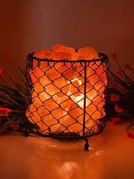 Iron mesh table lamp, Hamaliyan Pink salt table lamp, made of prime quality iron frame having powder coating on it
