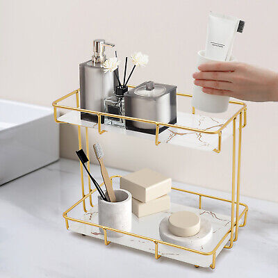 Double-Shelf Vanity Tray - Stylish Makeup & Perfume Organizer with Multi-Purpose Functionality