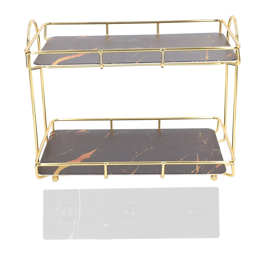 Double-Shelf Vanity Tray - Stylish Makeup & Perfume Organizer with Multi-Purpose Functionality