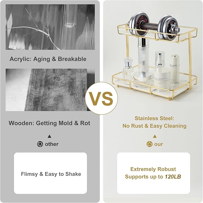 Double-Shelf Vanity Tray - Stylish Makeup & Perfume Organizer with Multi-Purpose Functionality